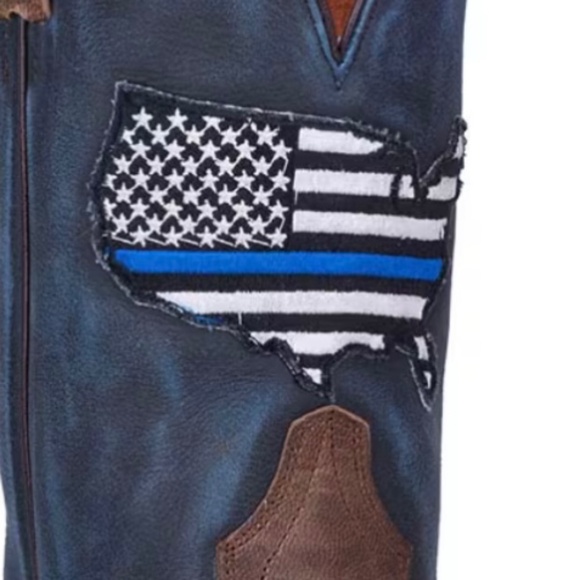Dan Post Women's Thin Blue Line Leather Boots 8.5 NEW IN BOX Flag Patch Cowboy - Picture 11 of 12